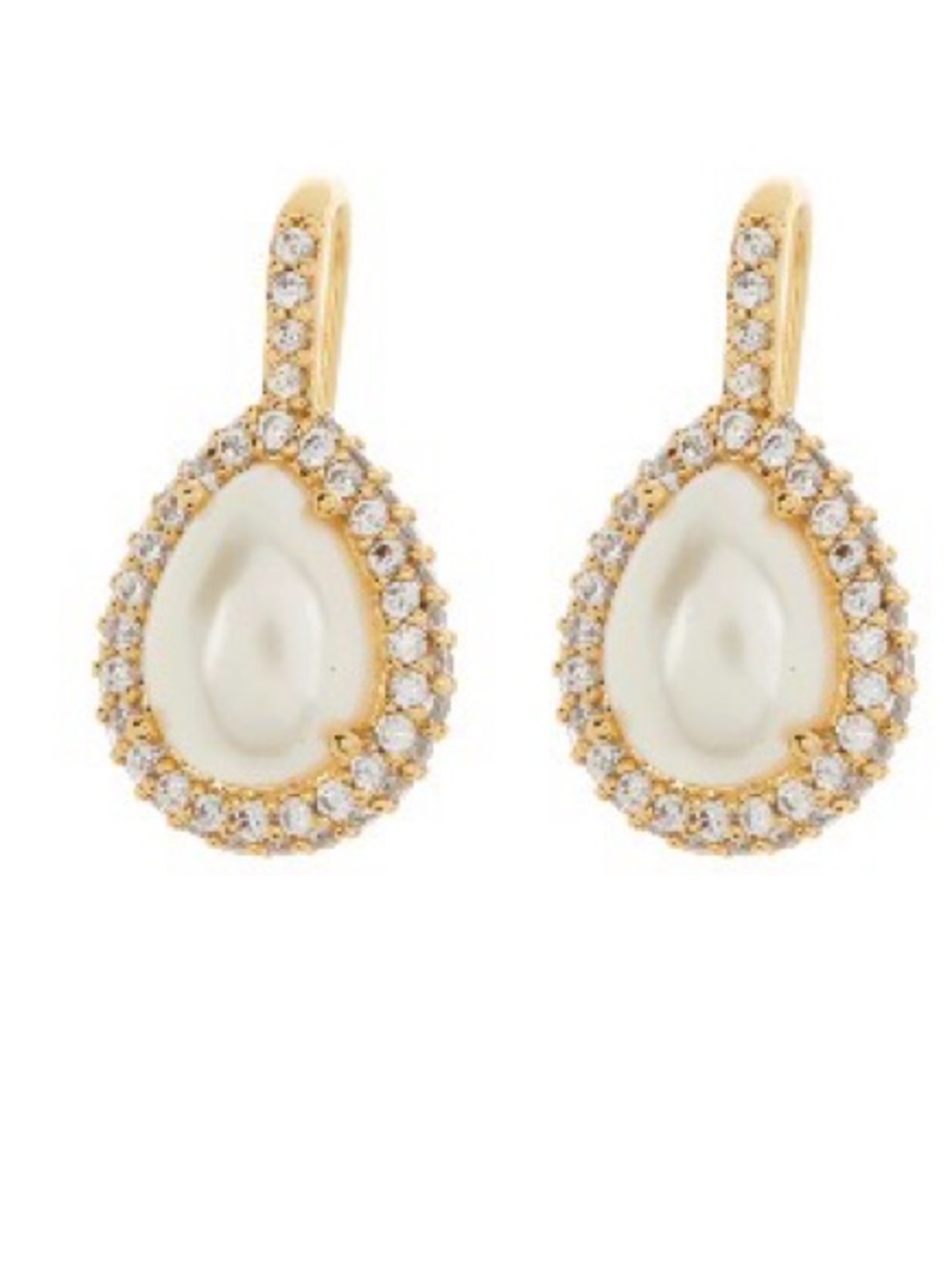 Kate Spade Saturday Gold and White Teardrop Pearl Halo Earring-NWT
